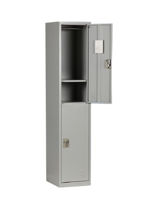 Two-compartment locker cabinet